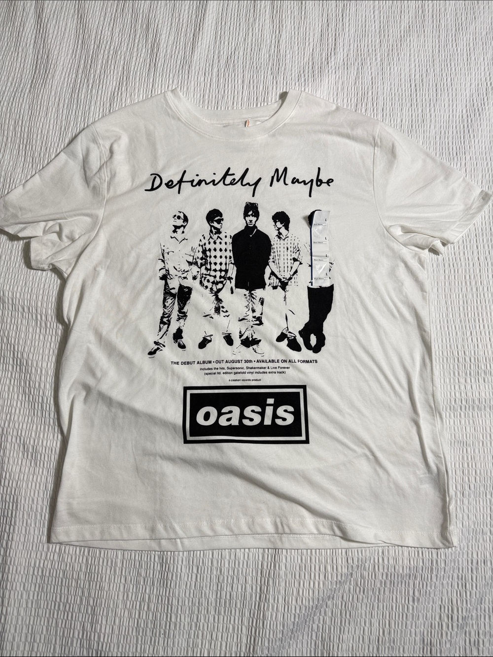 Oasis White Graphic 'Definitely Maybe' Band Tee
